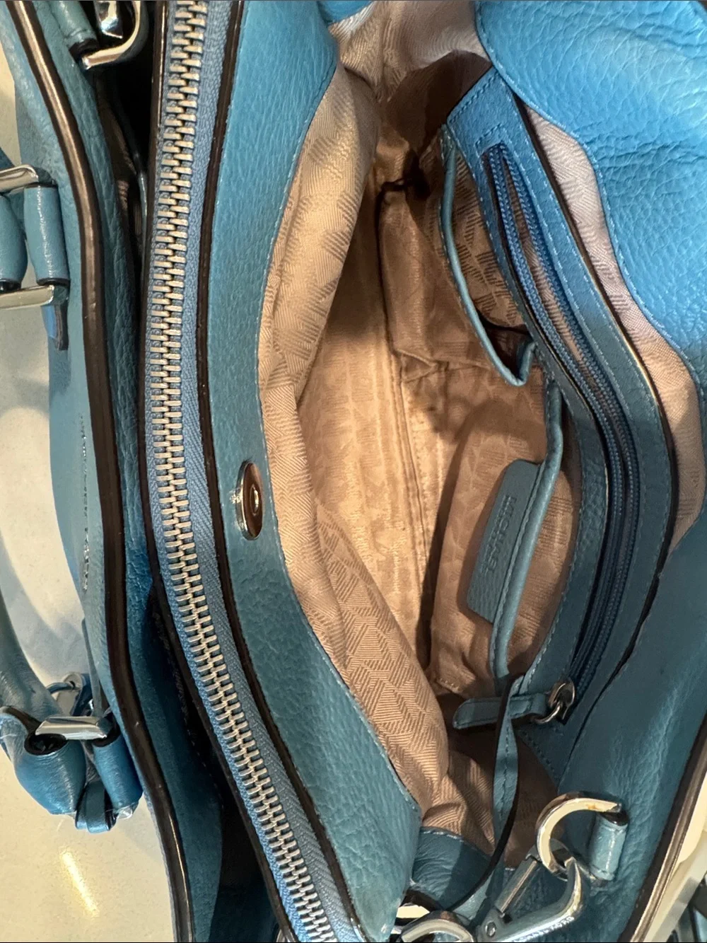 Michael Kors Blue Leather Purse with Removable Strap